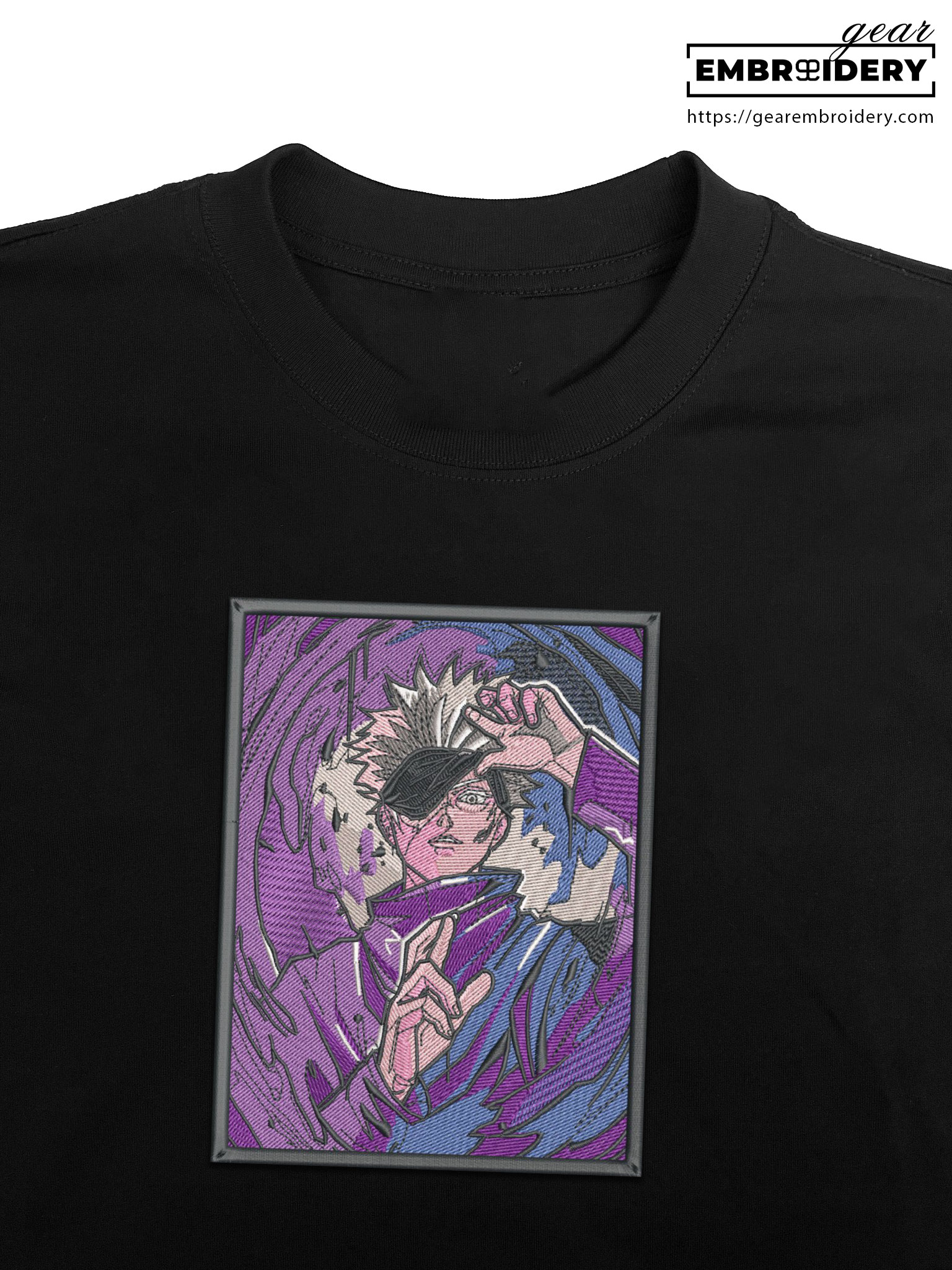 Gojo satoru Jujutsu Kaisen Anime Embroidered Design Personalized Embroidered T Shirt Sweatshirt Hoodie Clothing JK030