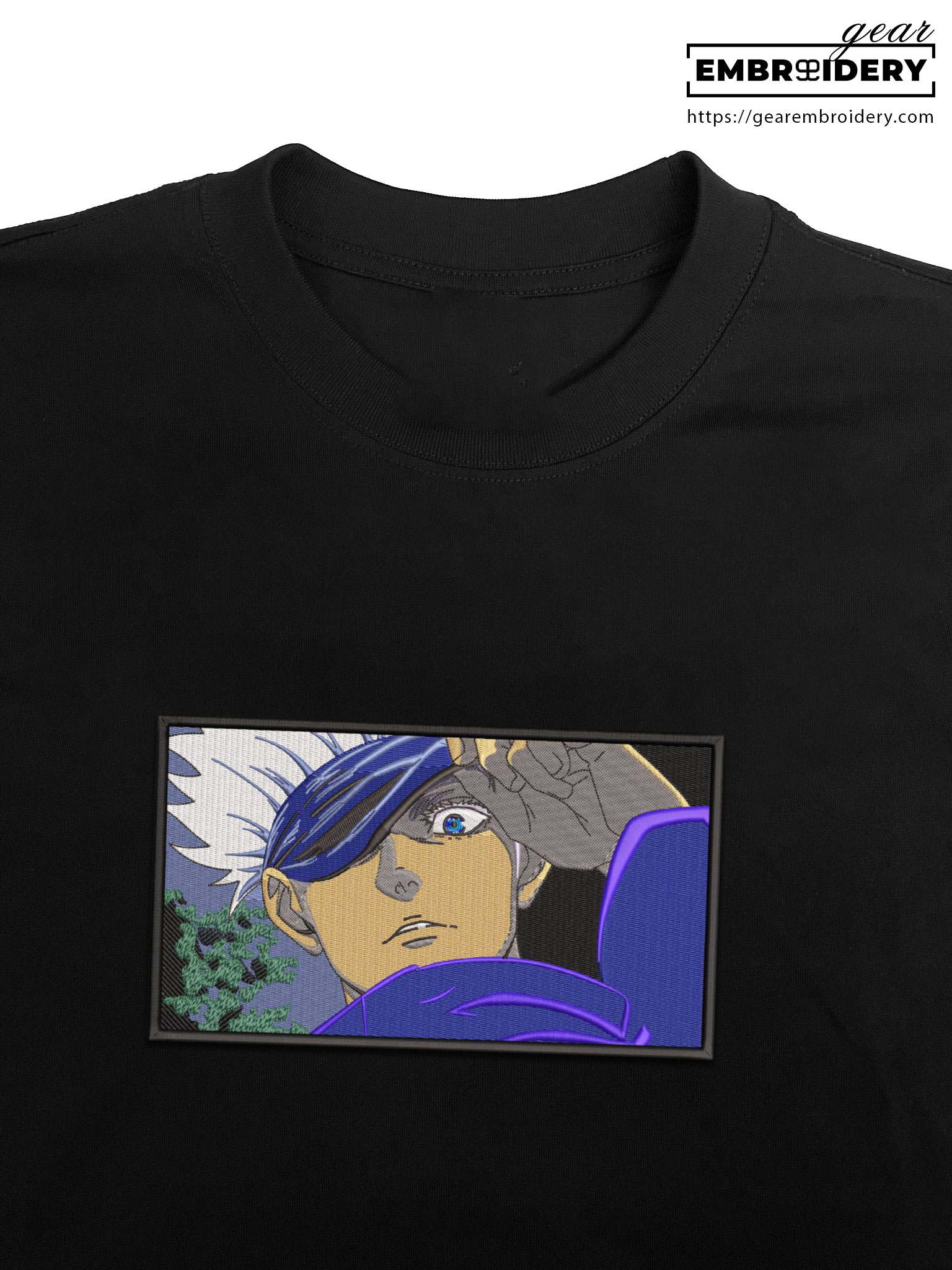 Gojo satoru Jujutsu Kaisen Anime Embroidered Design Personalized Embroidered T Shirt Sweatshirt Hoodie Clothing JK035