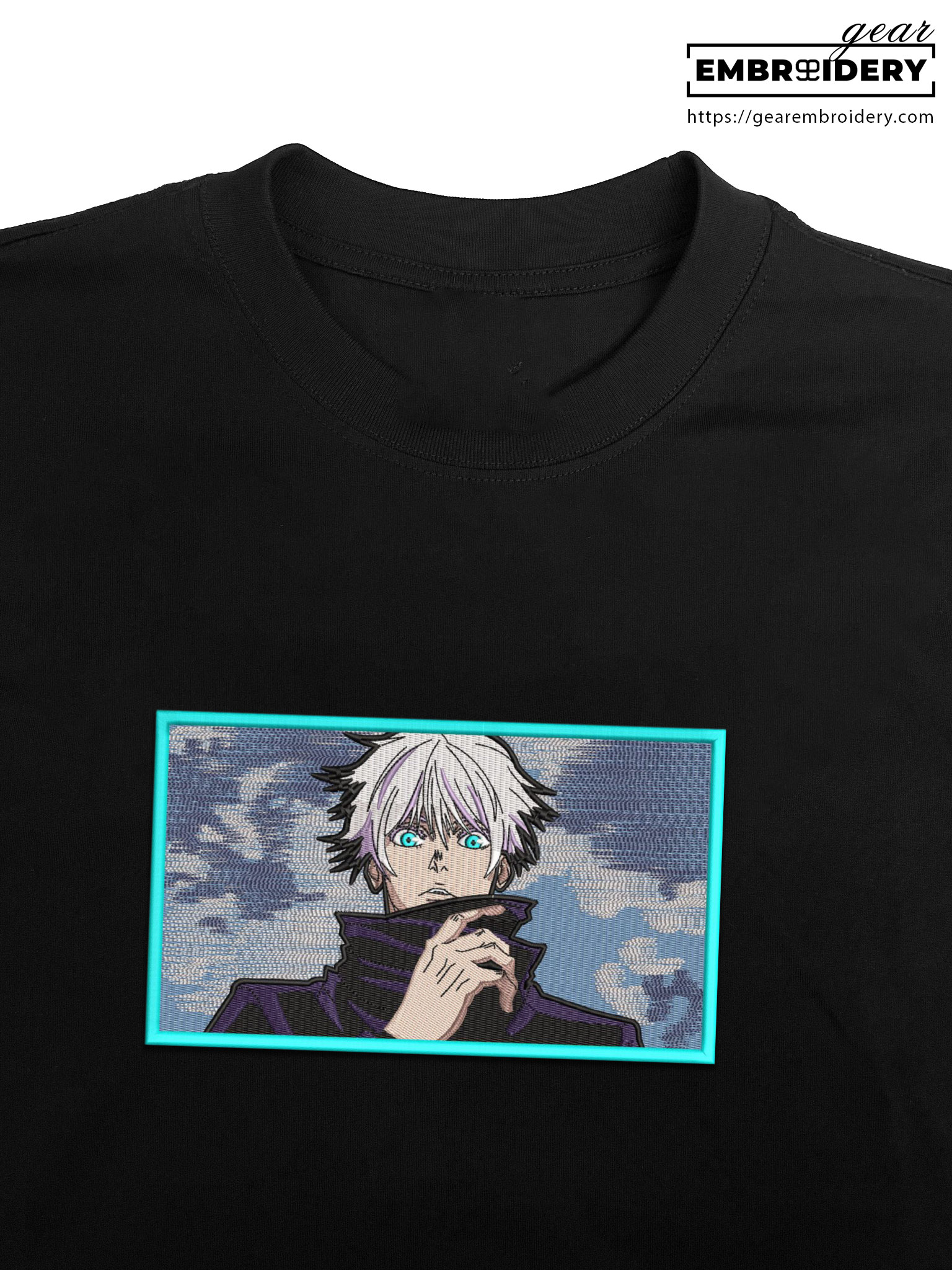 Gojo satoru Jujutsu Kaisen Anime Embroidered Design Personalized Embroidered T Shirt Sweatshirt Hoodie Clothing JK036