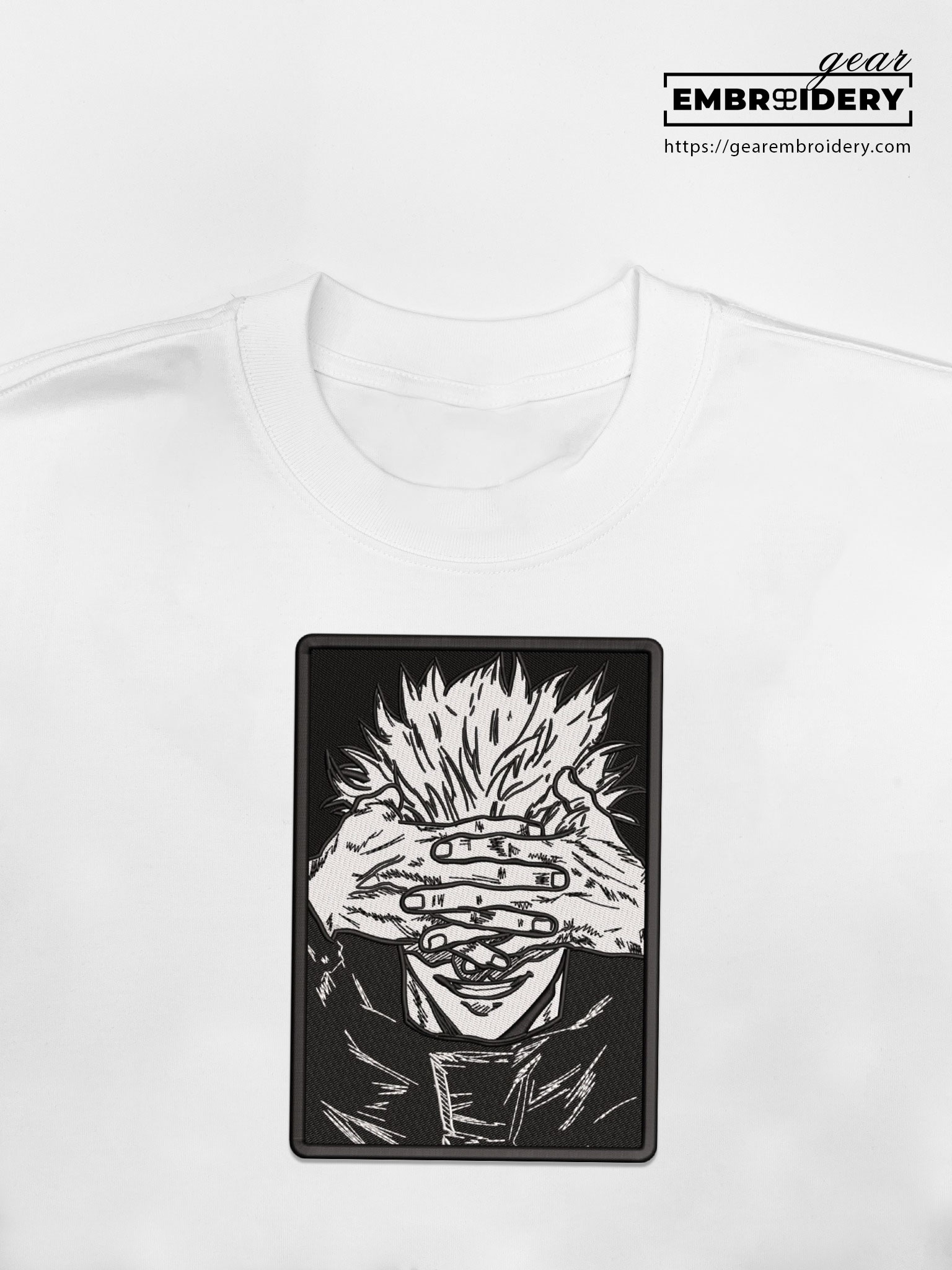 Gojo satoru Jujutsu Kaisen Anime Embroidered Design Personalized Embroidered T Shirt Sweatshirt Hoodie Clothing JK038