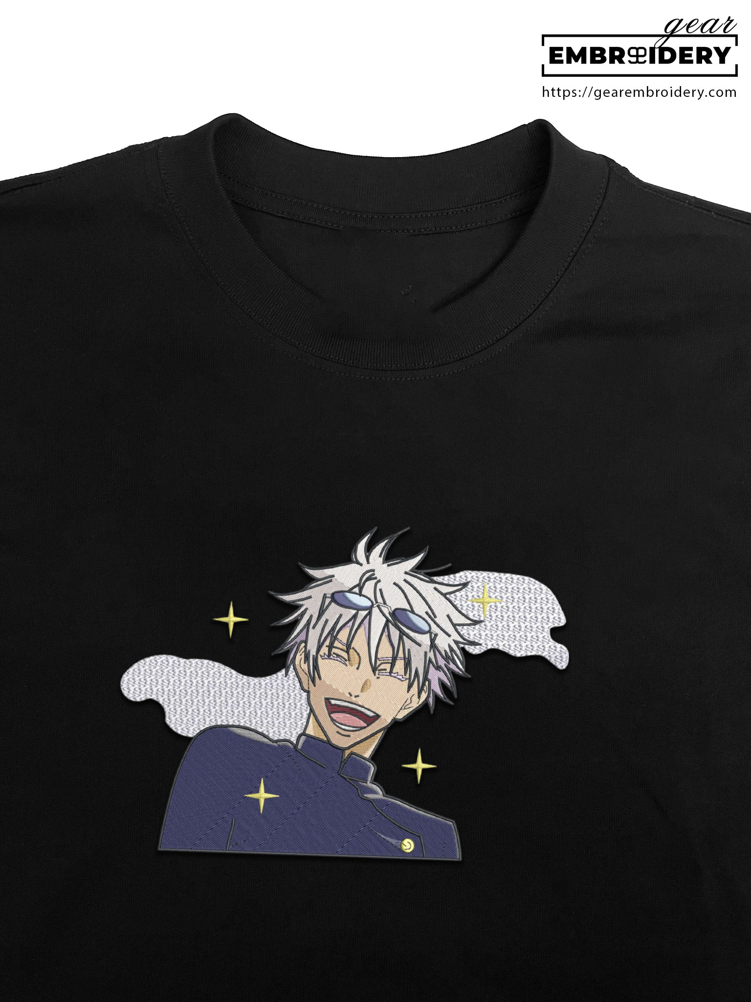 Gojo smile Jujutsu Kaisen Anime Embroidered Design Personalized Embroidered T Shirt Sweatshirt Hoodie Clothing JK043