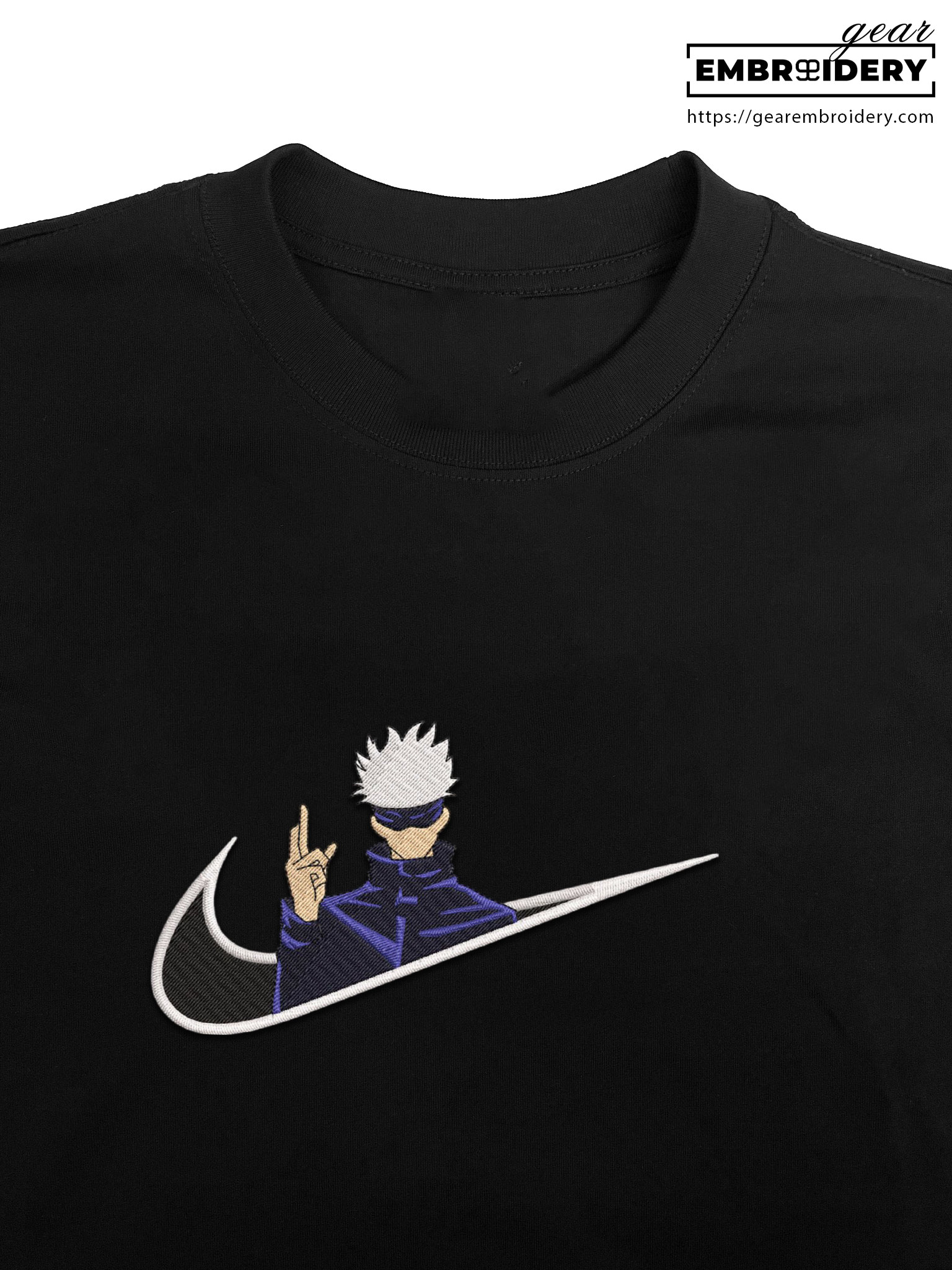 Gojo swoosh nike Jujutsu Kaisen Anime Embroidered Design Personalized Embroidered T Shirt Sweatshirt Hoodie Clothing  JK046