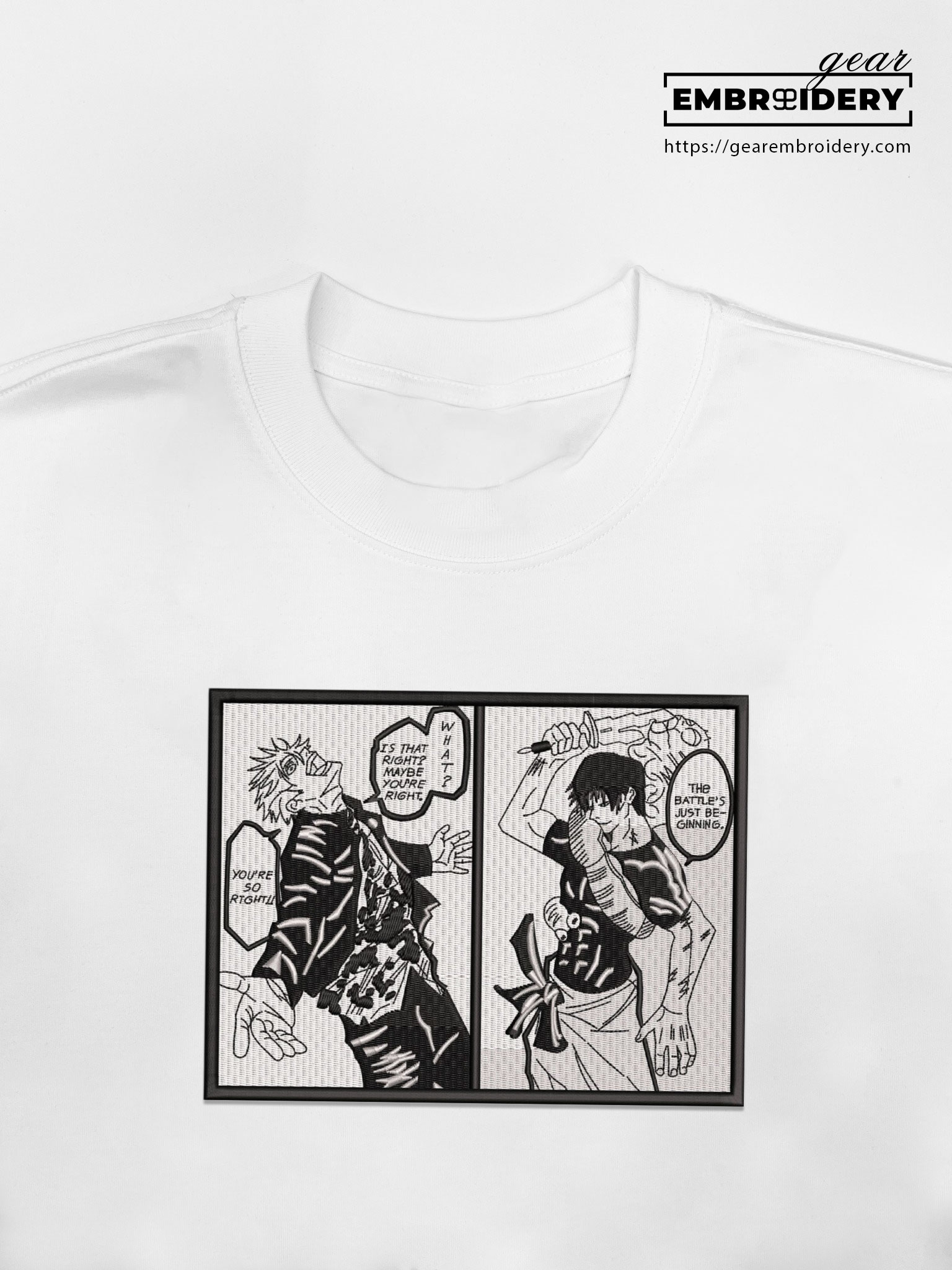 Gojo vs toji Jujutsu Kaisen Anime Embroidered Design Personalized Embroidered T Shirt Sweatshirt Hoodie Clothing JK053