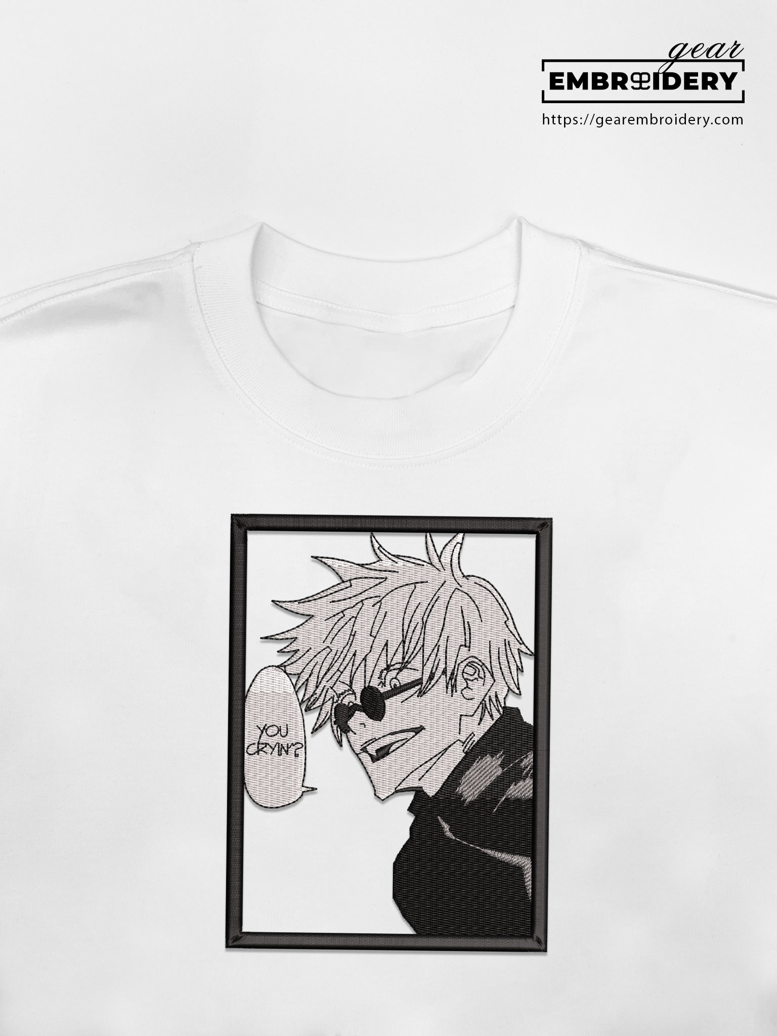 Gojo you cryin Jujutsu Kaisen Anime Embroidered Design Personalized Embroidered T Shirt Sweatshirt Hoodie Clothing JK054