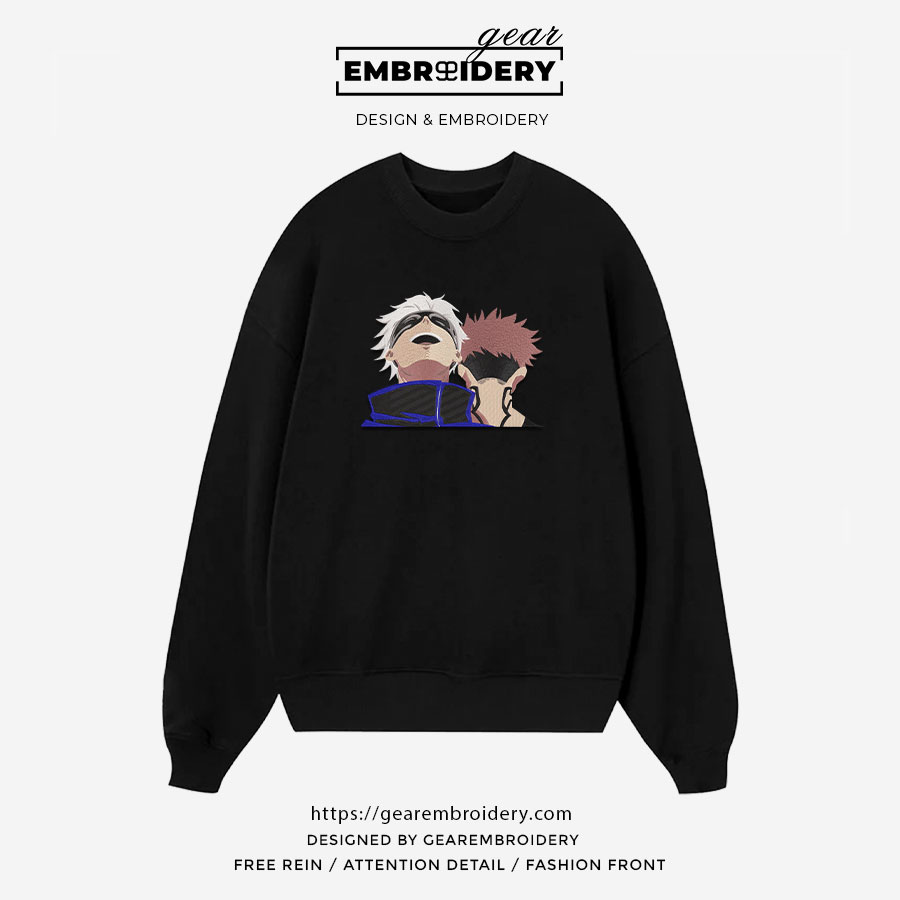 Itadori gojo Jujutsu Kaisen Anime Embroidered Design Personalized Embroidered T Shirt Sweatshirt Hoodie Clothing JK059