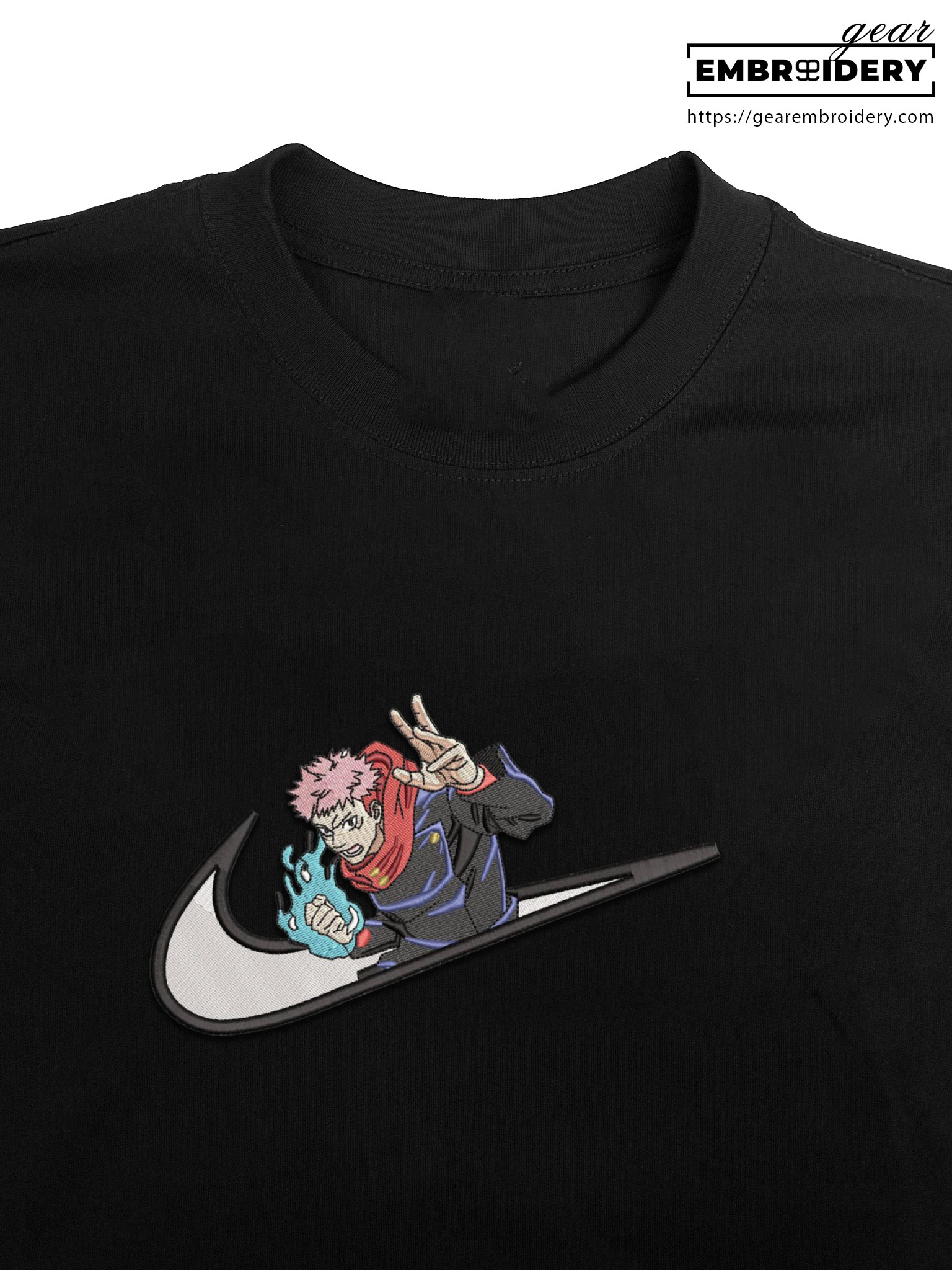 Itadori swoosh nike Jujutsu Kaisen Anime Embroidered Design Personalized Embroidered T Shirt Sweatshirt Hoodie Clothing  JK062