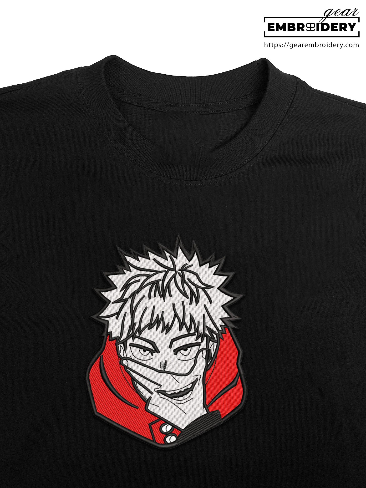 Itadori yuji Jujutsu Kaisen Anime Embroidered Design Personalized Embroidered T Shirt Sweatshirt Hoodie Clothing JK066