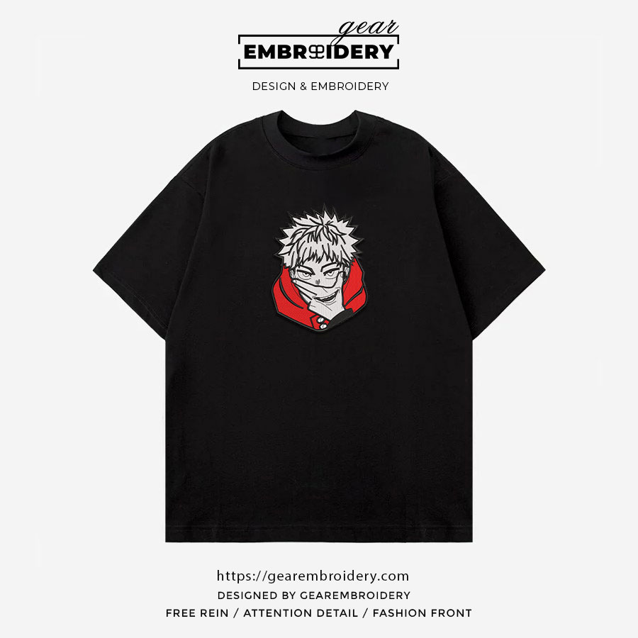 Itadori yuji Jujutsu Kaisen Anime Embroidered Design Personalized Embroidered T Shirt Sweatshirt Hoodie Clothing JK066