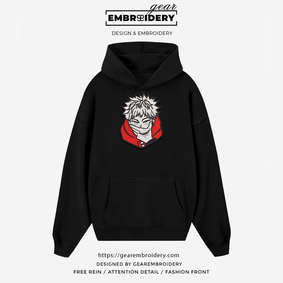 Itadori yuji Jujutsu Kaisen Anime Embroidered Design Personalized Embroidered T Shirt Sweatshirt Hoodie Clothing JK066