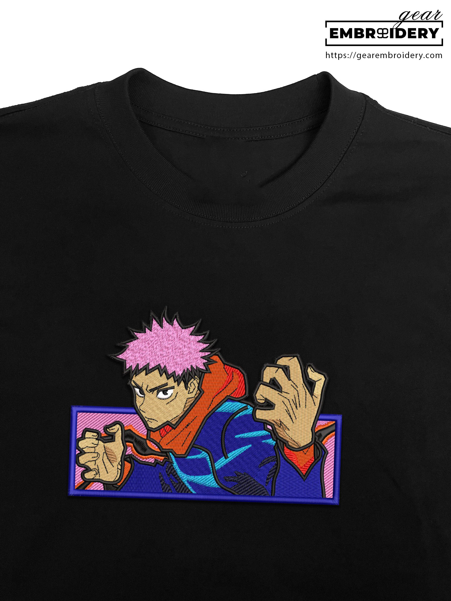 Itadori yuji Jujutsu Kaisen Anime Embroidered Design Personalized Embroidered T Shirt Sweatshirt Hoodie Clothing JK068