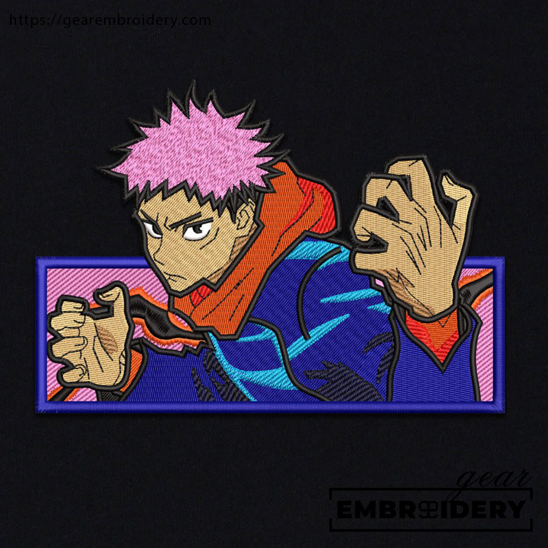 Itadori yuji Jujutsu Kaisen Anime Embroidered Design Personalized Embroidered T Shirt Sweatshirt Hoodie Clothing JK068