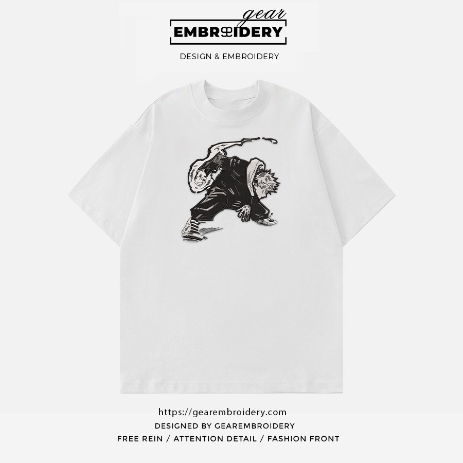 Itadori yuji Jujutsu Kaisen Anime Embroidered Design Personalized Embroidered T Shirt Sweatshirt Hoodie Clothing JK069