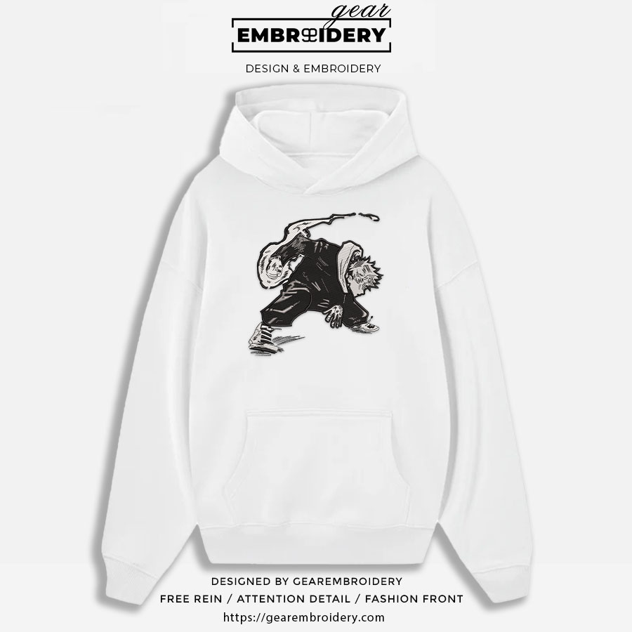 Itadori yuji Jujutsu Kaisen Anime Embroidered Design Personalized Embroidered T Shirt Sweatshirt Hoodie Clothing JK069