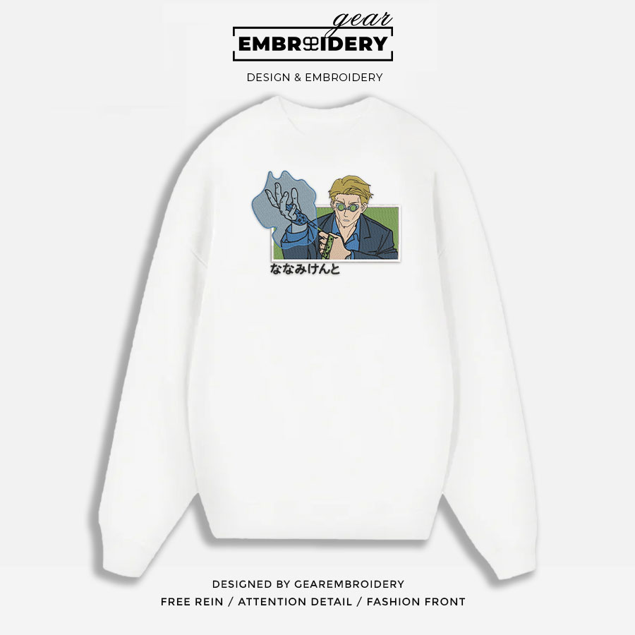 Kento nanami Jujutsu Kaisen Anime Embroidered Design Personalized Embroidered T Shirt Sweatshirt Hoodie Clothing JK073