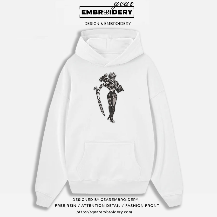 Maki zenin Jujutsu Kaisen Anime Embroidered Design Personalized Embroidered T Shirt Sweatshirt Hoodie Clothing JK077