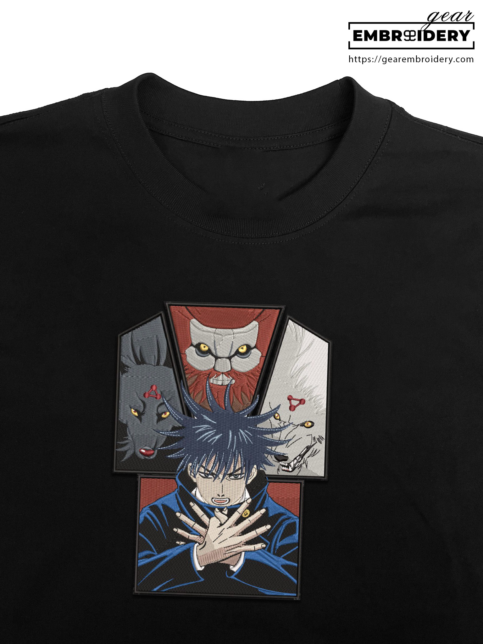 Megumi shadows Jujutsu Kaisen Anime Embroidered Design Personalized Embroidered T Shirt Sweatshirt Hoodie Clothing JK082