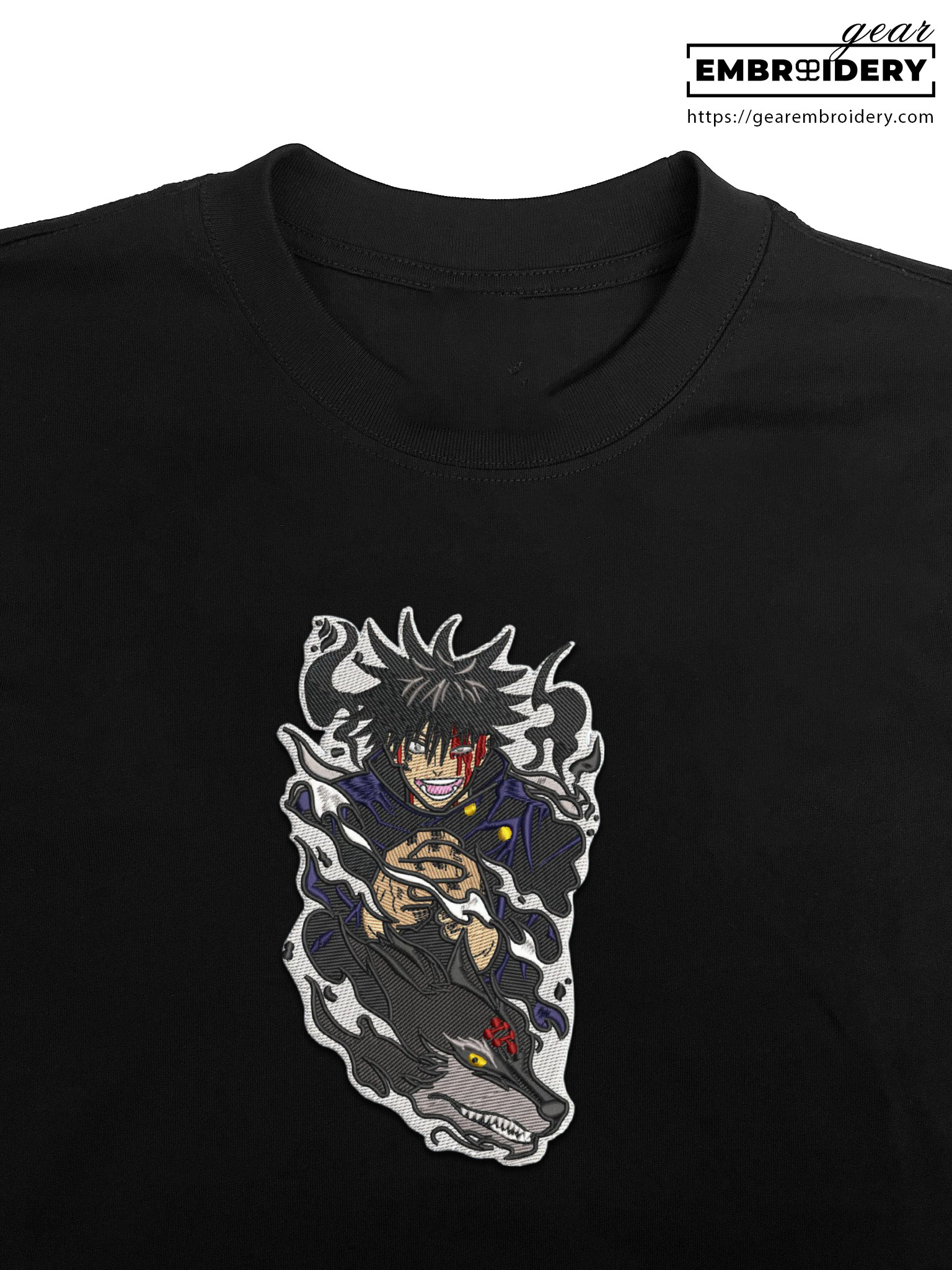 Megumi wolves Jujutsu Kaisen Anime Embroidered Design Personalized Embroidered T Shirt Sweatshirt Hoodie Clothing JK084