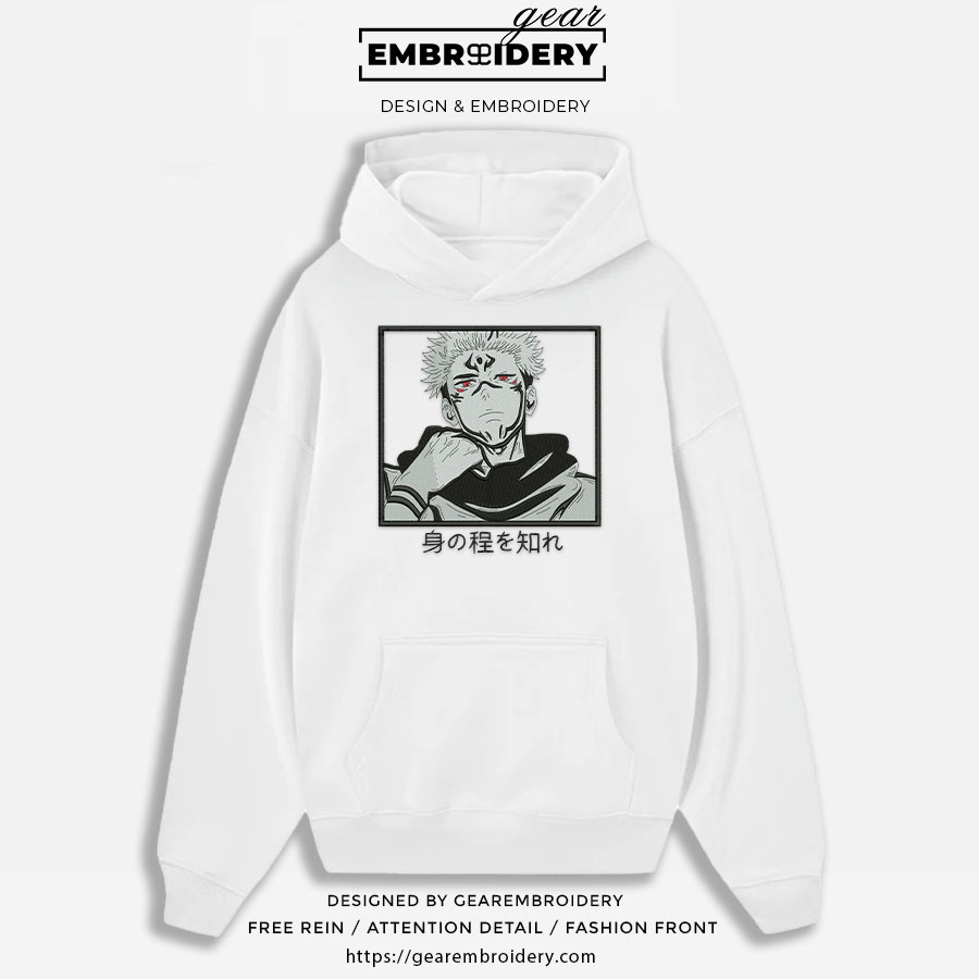 Ryomen sukuna Jujutsu Kaisen Anime Embroidered Design Personalized Embroidered T Shirt Sweatshirt Hoodie Clothing JK094