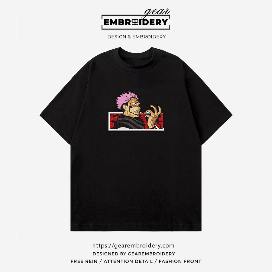 Ryomen sukuna Jujutsu Kaisen Anime Embroidered Design Personalized Embroidered T Shirt Sweatshirt Hoodie Clothing JK095