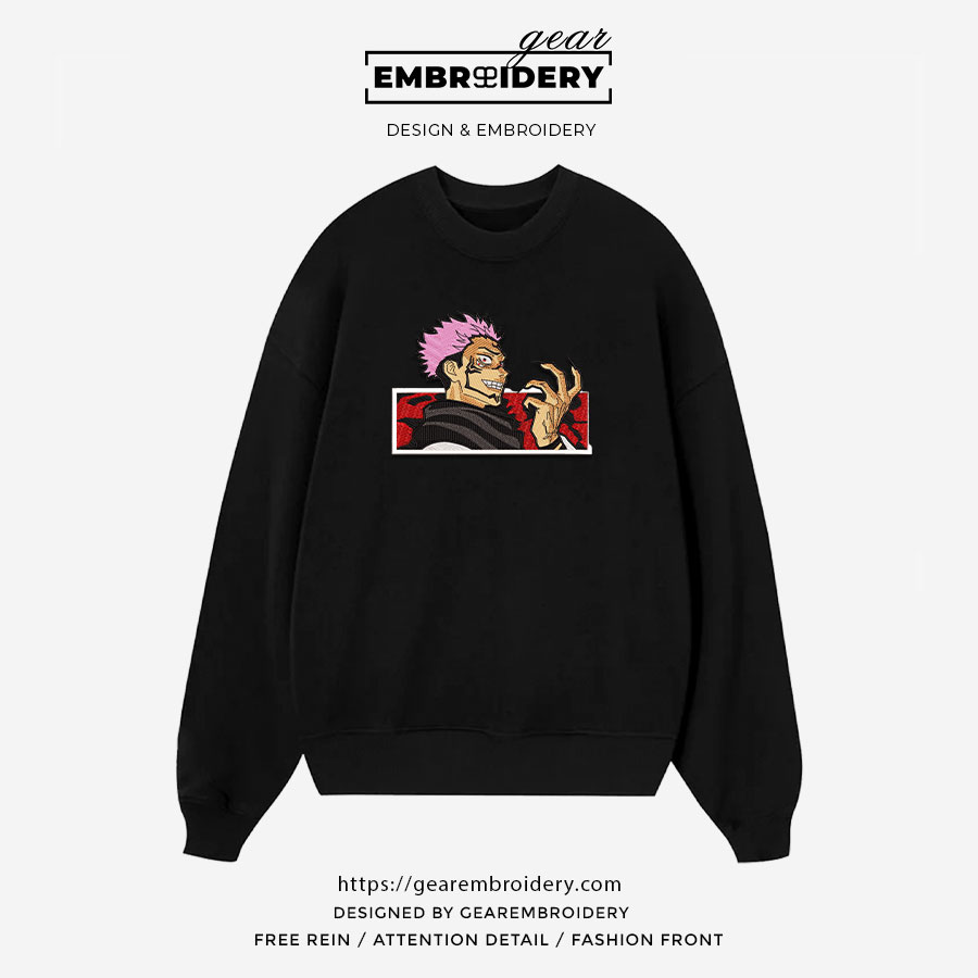 Ryomen sukuna Jujutsu Kaisen Anime Embroidered Design Personalized Embroidered T Shirt Sweatshirt Hoodie Clothing JK095