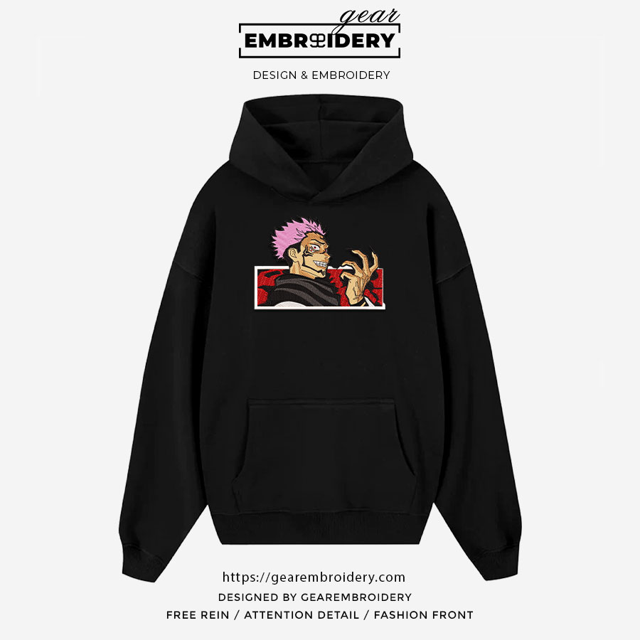 Ryomen sukuna Jujutsu Kaisen Anime Embroidered Design Personalized Embroidered T Shirt Sweatshirt Hoodie Clothing JK095