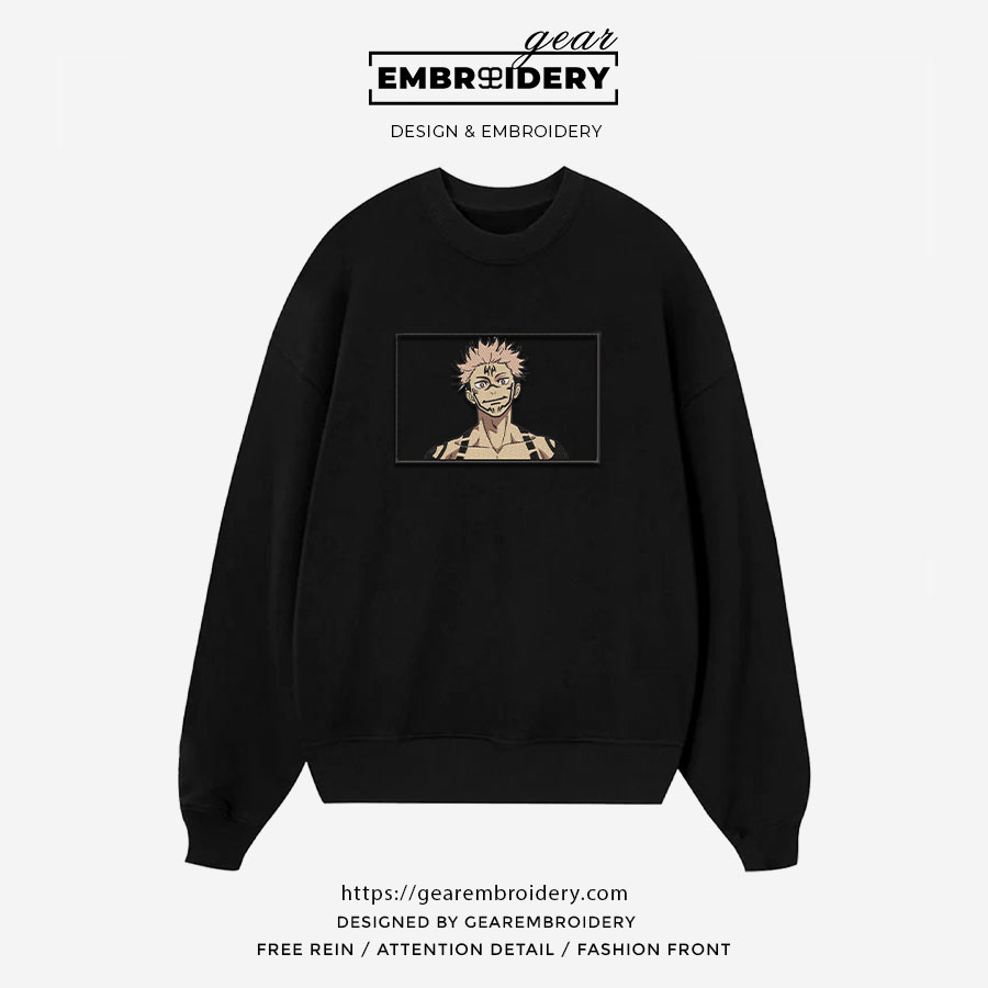 Ryomen sukuna Jujutsu Kaisen Anime Embroidered Design Personalized Embroidered T Shirt Sweatshirt Hoodie Clothing JK096
