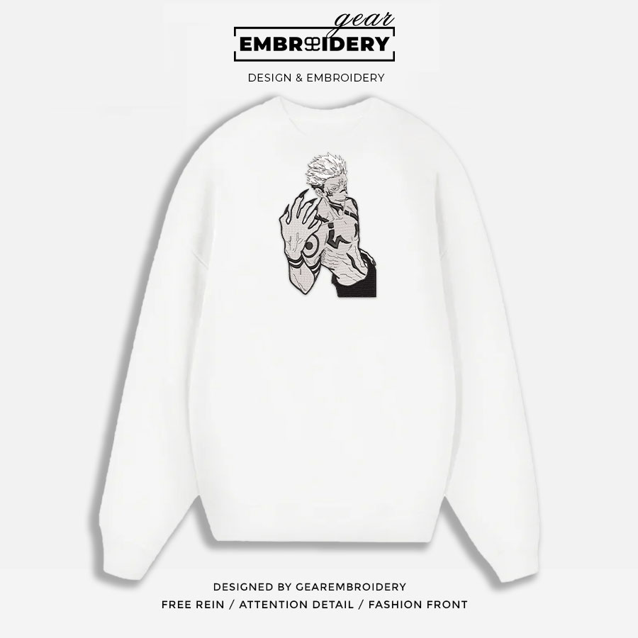 Ryomen sukuna Jujutsu Kaisen Anime Embroidered Design Personalized Embroidered T Shirt Sweatshirt Hoodie Clothing JK097