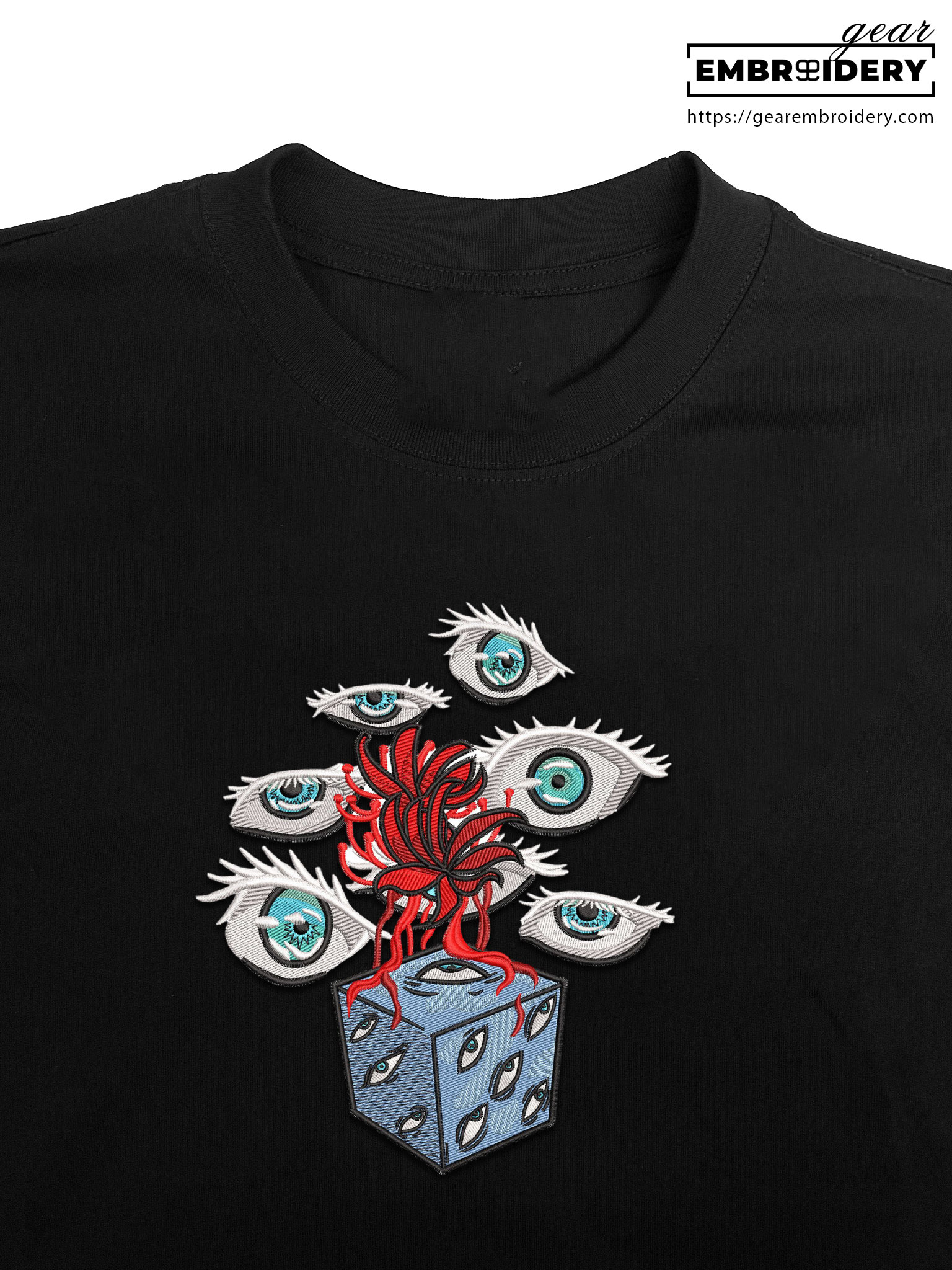 Six Eyes cube Jujutsu Kaisen Anime Embroidered Design Personalized Embroidered T Shirt Sweatshirt Hoodie Clothing JK098