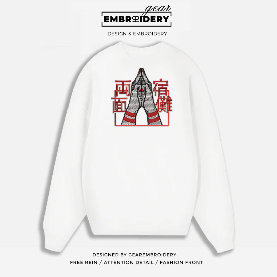 Sukuna domain Jujutsu Kaisen Anime Embroidered Design Personalized Embroidered T Shirt Sweatshirt Hoodie Clothing JK100