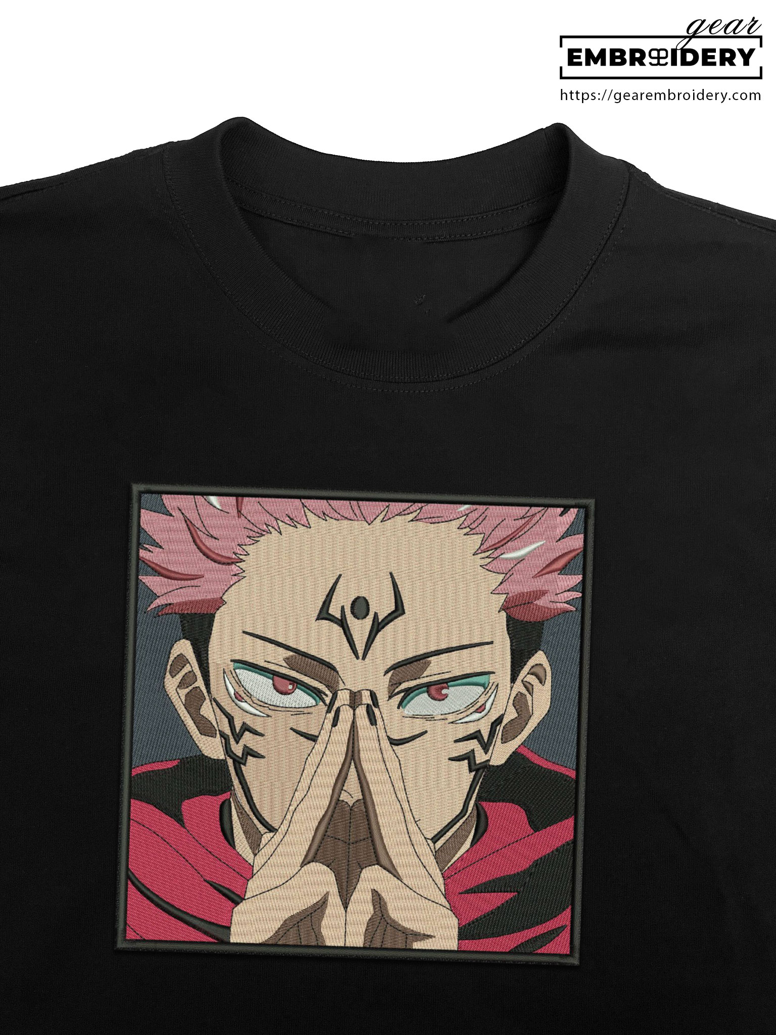 Sukuna domain Jujutsu Kaisen Anime Embroidered Design Personalized Embroidered T Shirt Sweatshirt Hoodie Clothing JK101