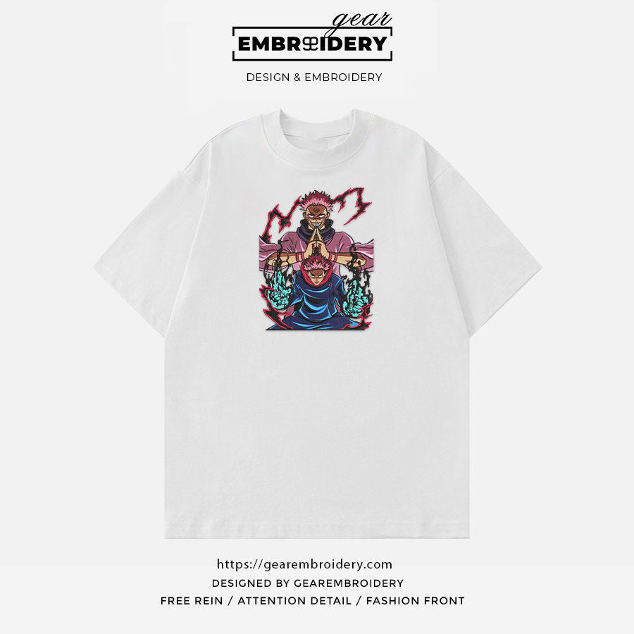 Sukuna itadori Jujutsu Kaisen Anime Embroidered Design Personalized Embroidered T Shirt Sweatshirt Hoodie Clothing JK110