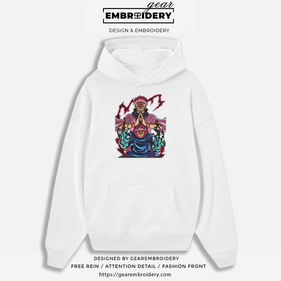 Sukuna itadori Jujutsu Kaisen Anime Embroidered Design Personalized Embroidered T Shirt Sweatshirt Hoodie Clothing JK110