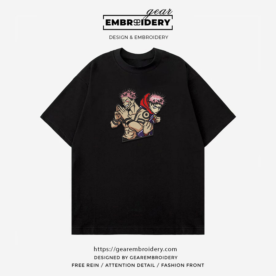 Sukuna itadori Jujutsu Kaisen Anime Embroidered Design Personalized Embroidered T Shirt Sweatshirt Hoodie Clothing JK111