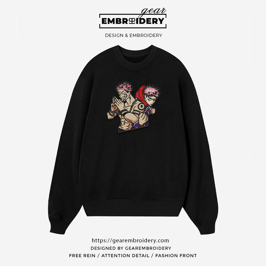Sukuna itadori Jujutsu Kaisen Anime Embroidered Design Personalized Embroidered T Shirt Sweatshirt Hoodie Clothing JK111