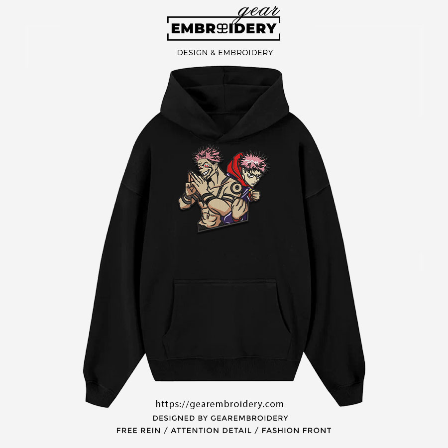 Sukuna itadori Jujutsu Kaisen Anime Embroidered Design Personalized Embroidered T Shirt Sweatshirt Hoodie Clothing JK111