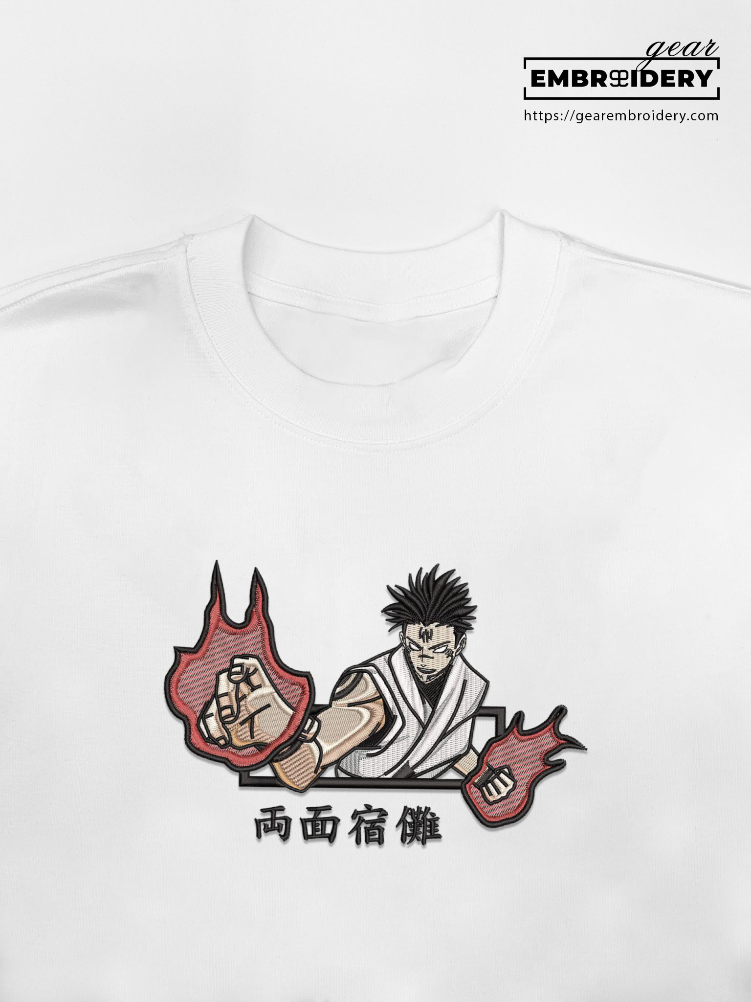 Sukuna Jujutsu Kaisen Anime Embroidered Design Personalized Embroidered T Shirt Sweatshirt Hoodie Clothing JK104