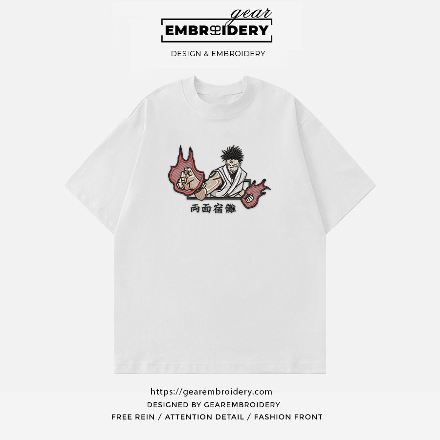 Sukuna Jujutsu Kaisen Anime Embroidered Design Personalized Embroidered T Shirt Sweatshirt Hoodie Clothing JK104