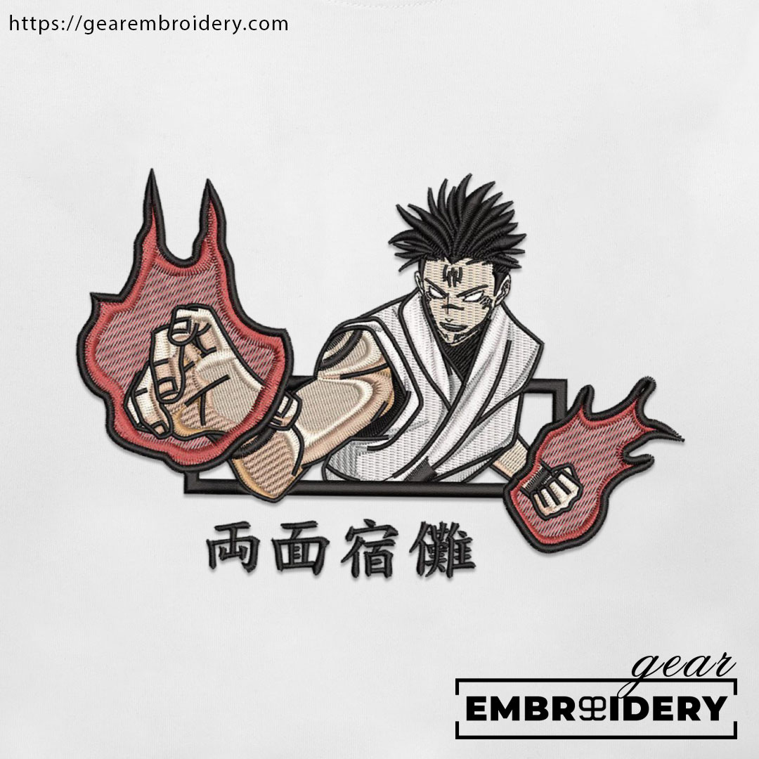 Sukuna Jujutsu Kaisen Anime Embroidered Design Personalized Embroidered T Shirt Sweatshirt Hoodie Clothing JK104