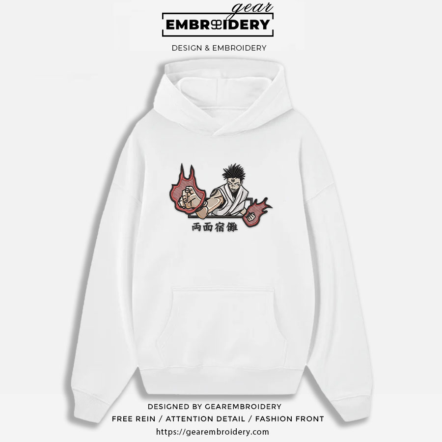 Sukuna Jujutsu Kaisen Anime Embroidered Design Personalized Embroidered T Shirt Sweatshirt Hoodie Clothing JK104