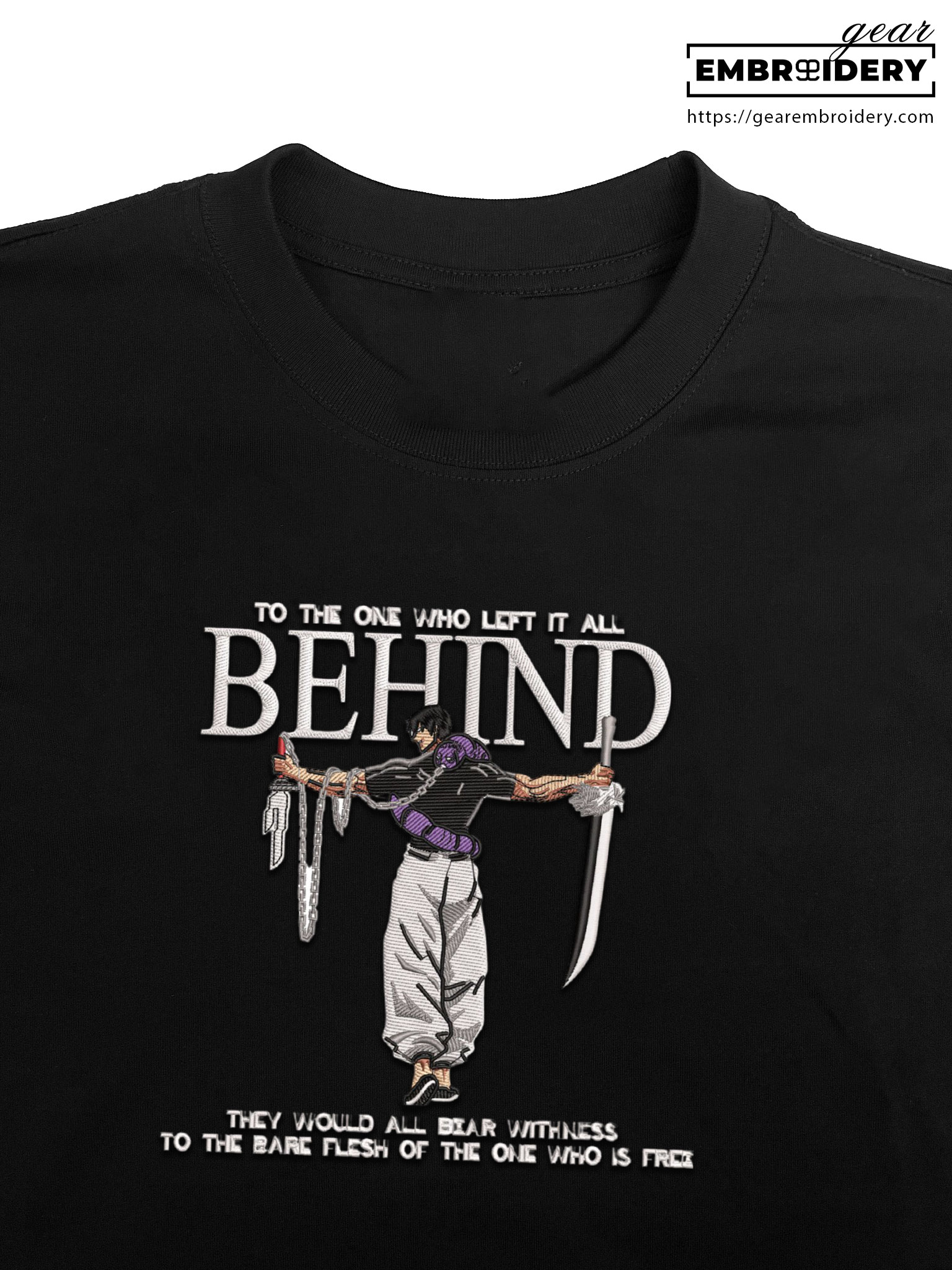 Toji behind Jujutsu Kaisen Anime Embroidered Design Personalized Embroidered T Shirt Sweatshirt Hoodie Clothing JK122