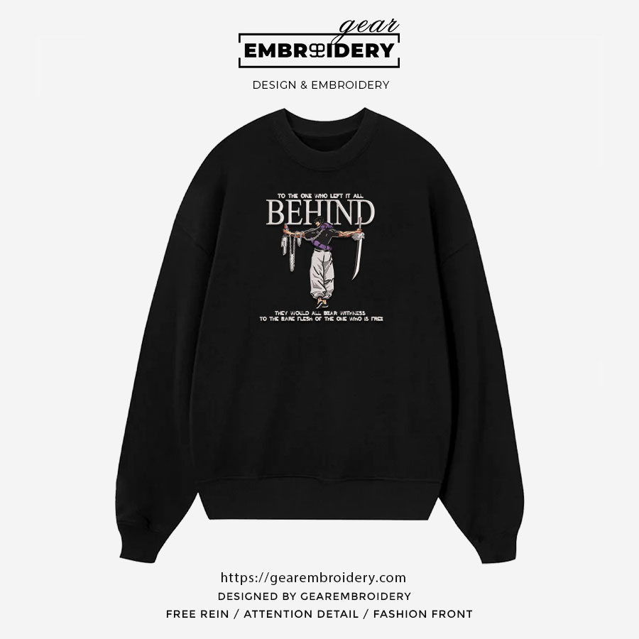 Toji behind Jujutsu Kaisen Anime Embroidered Design Personalized Embroidered T Shirt Sweatshirt Hoodie Clothing JK122