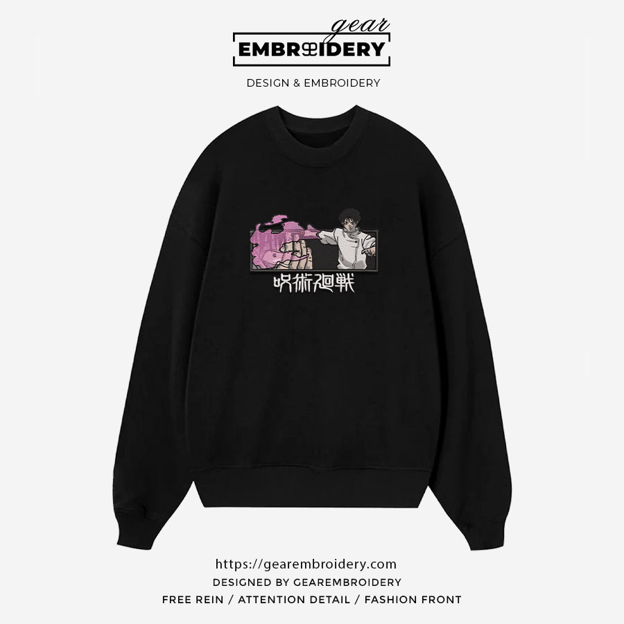 Yuta attack Jujutsu Kaisen Anime Embroidered Design Personalized Embroidered T Shirt Sweatshirt Hoodie Clothing JK135