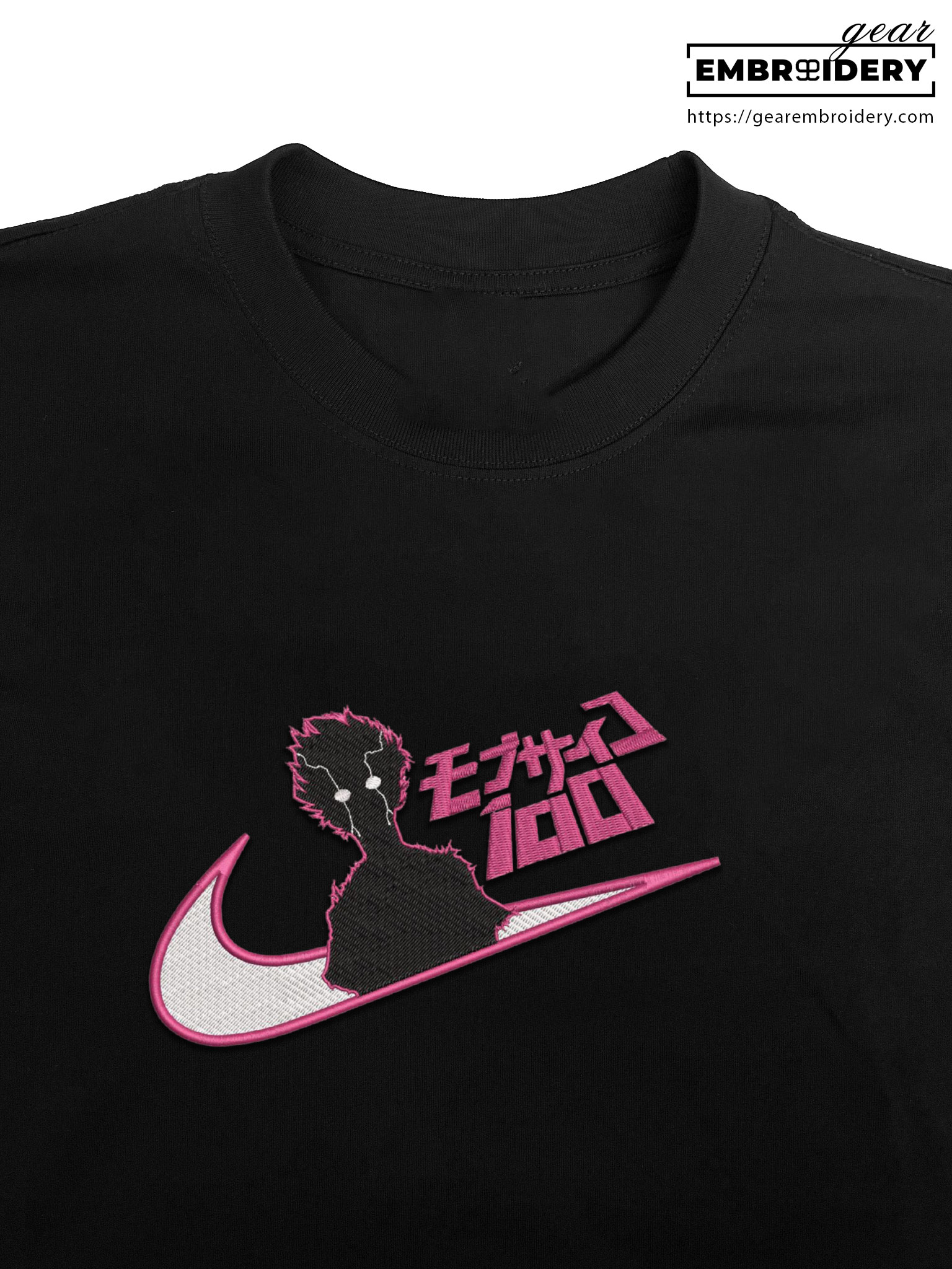 Mob 100 swoosh nike Mob Psycho 100 Anime Embroidered Design Personalized Embroidered T Shirt Sweatshirt Hoodie Clothing MP004