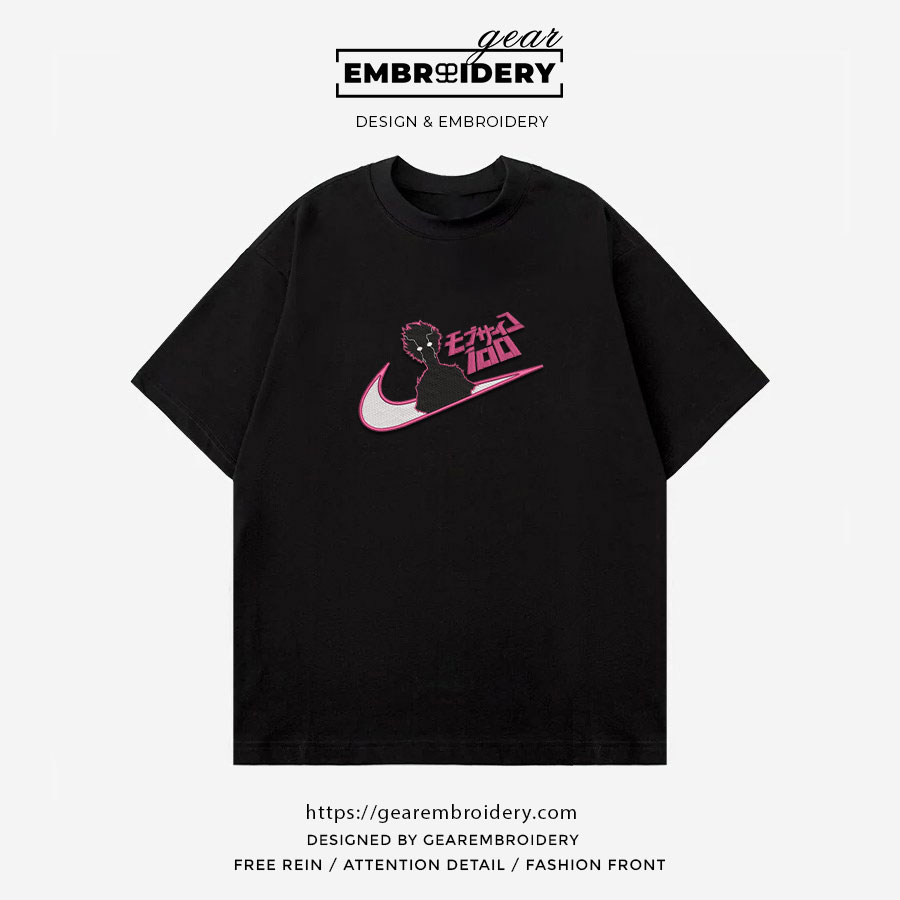 Mob 100 swoosh nike Mob Psycho 100 Anime Embroidered Design Personalized Embroidered T Shirt Sweatshirt Hoodie Clothing MP004
