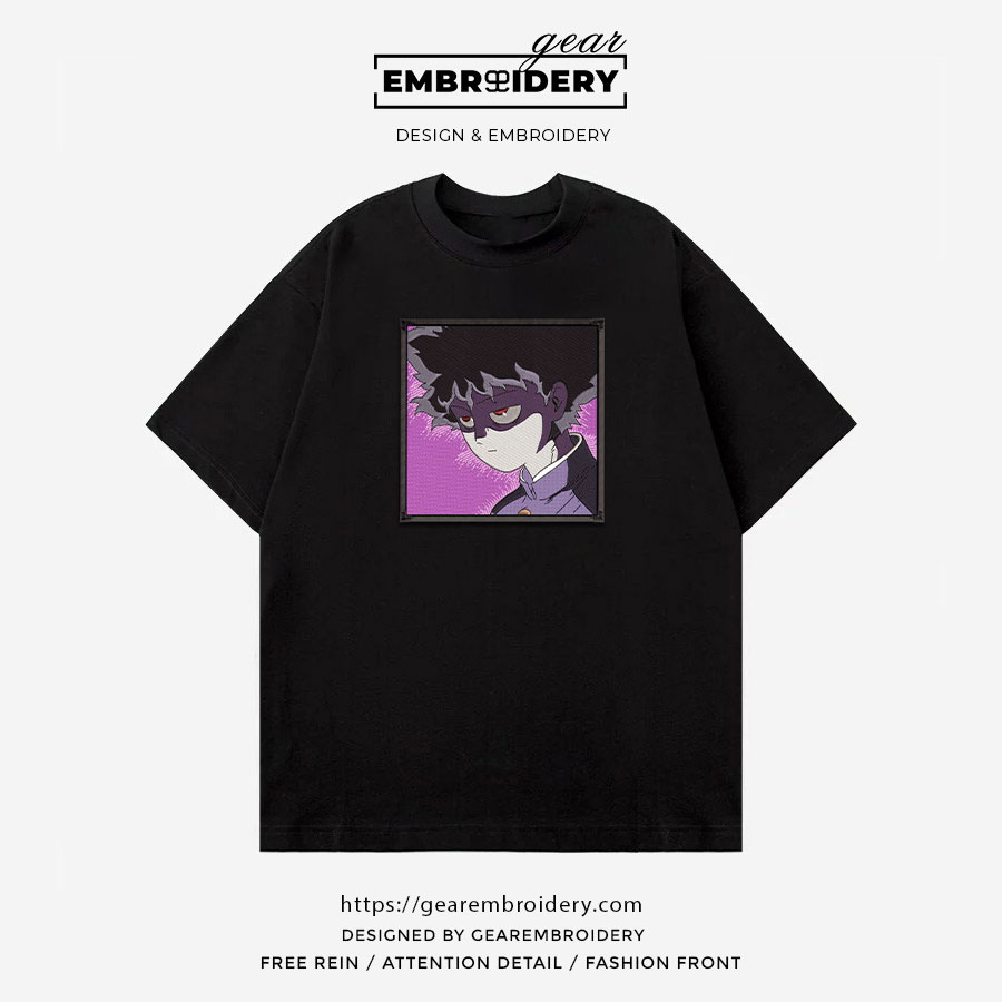 Shigeo kageyama Mob Psycho 100 Anime Embroidered Design Personalized Embroidered T Shirt Sweatshirt Hoodie Clothing MP005