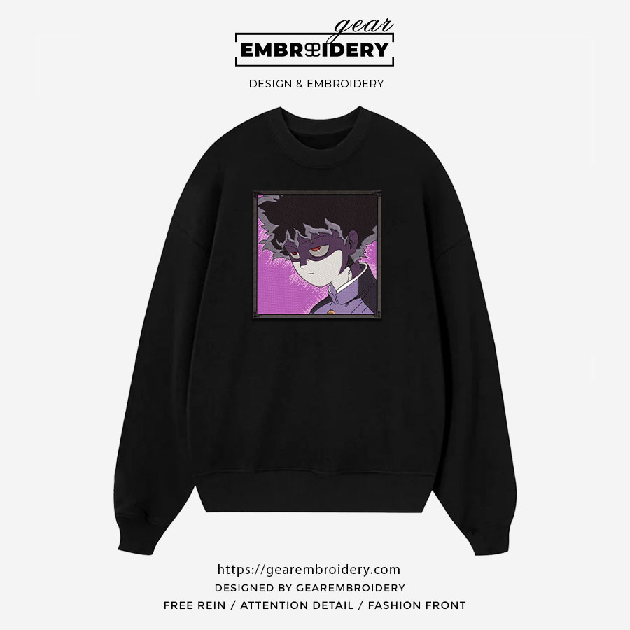 Shigeo kageyama Mob Psycho 100 Anime Embroidered Design Personalized Embroidered T Shirt Sweatshirt Hoodie Clothing MP005
