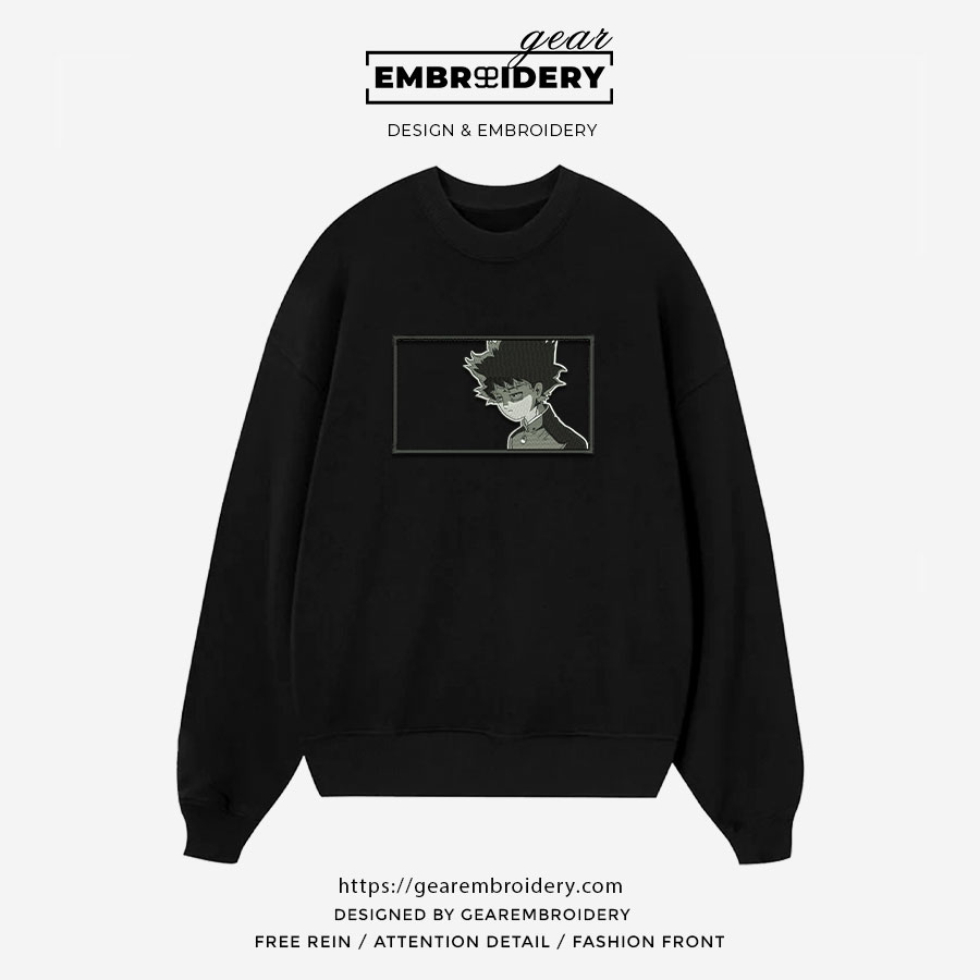 Shigeo kageyama Mob Psycho 100 Anime Embroidered Design Personalized Embroidered T Shirt Sweatshirt Hoodie Clothing MP006