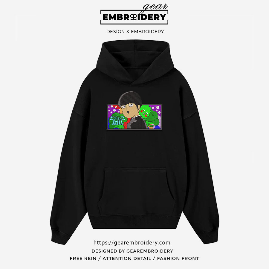 Shigeo smile Mob Psycho 100 Anime Embroidered Design Personalized Embroidered T Shirt Sweatshirt Hoodie Clothing MP008