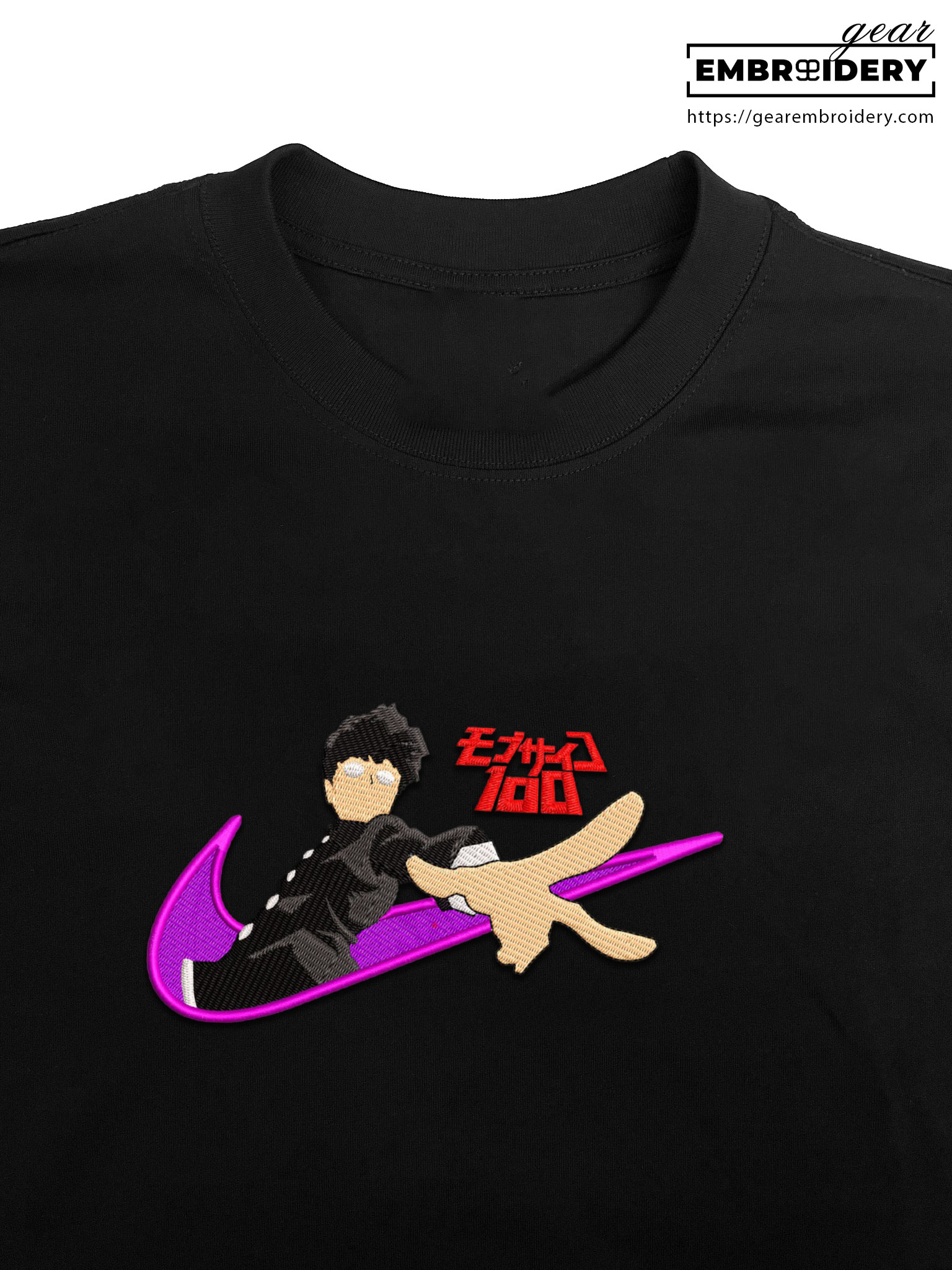 Shigeo swoosh nike Mob Psycho 100 Anime Embroidered Design Personalized Embroidered T Shirt Sweatshirt Hoodie Clothing MP009