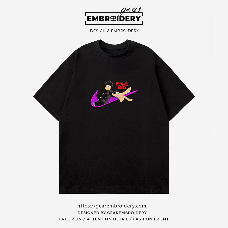 Shigeo swoosh nike Mob Psycho 100 Anime Embroidered Design Personalized Embroidered T Shirt Sweatshirt Hoodie Clothing MP009